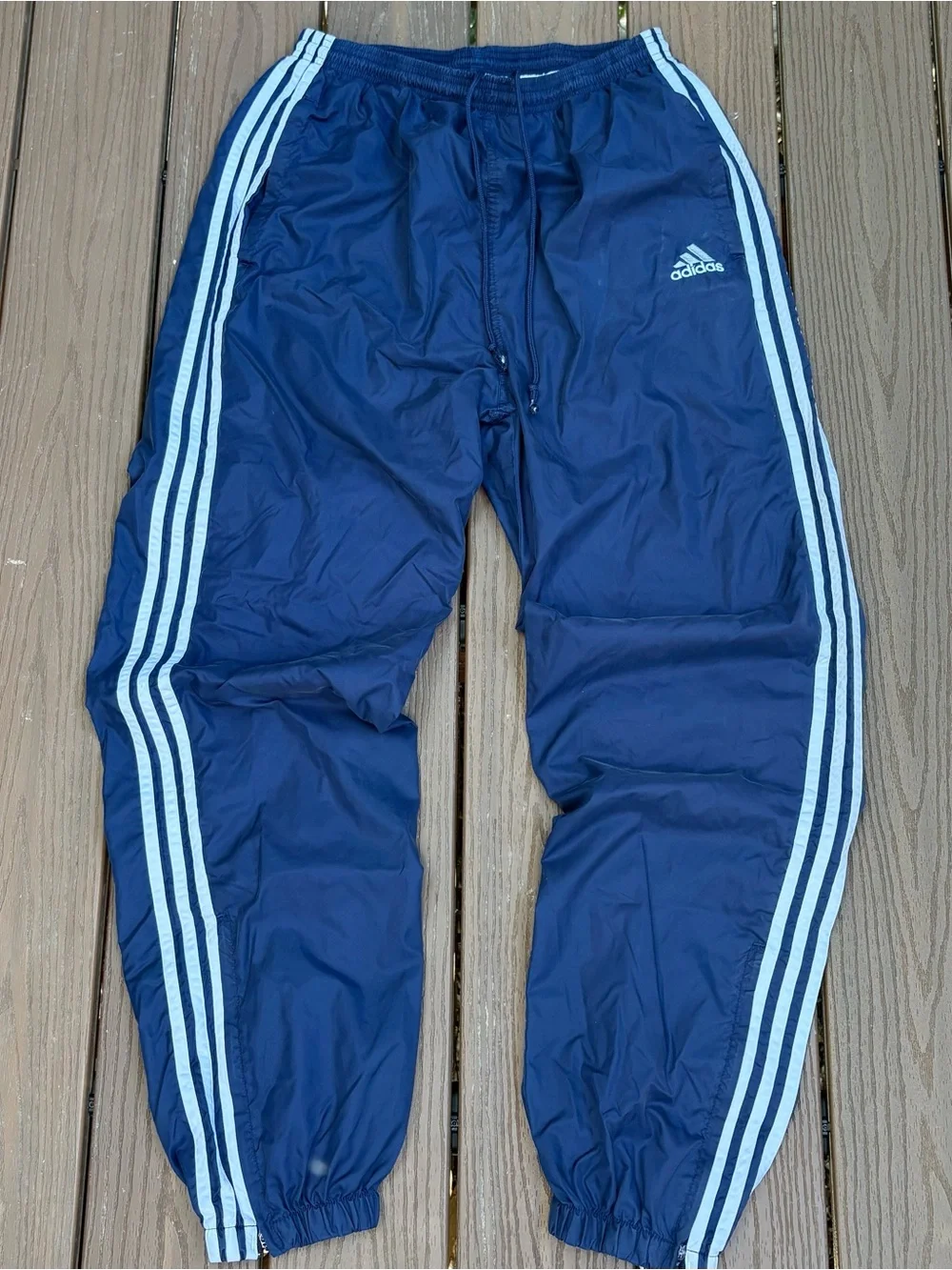 adidas Navy Blue adult Joggers with White Triple Stripes